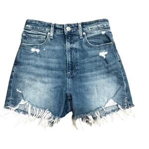 PAIGE Dani Short Raw Hem Distressed Denim Shorts Size 24 Cut Offs Summer Beach